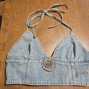 ZARA x BARBIE™ MATTEL DENIM HALTER TOP
